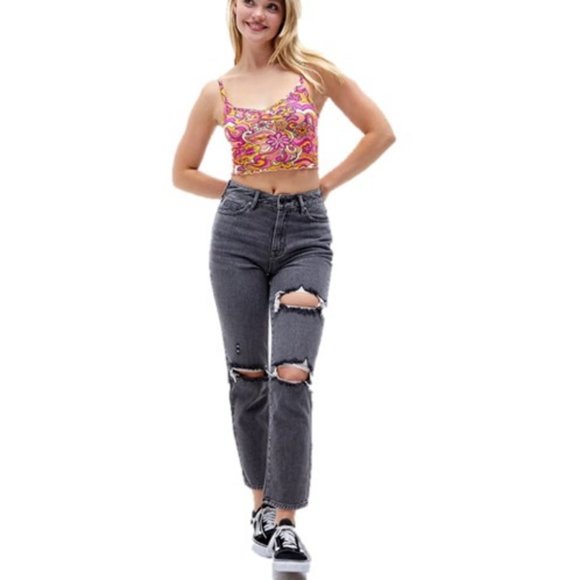 PacSun Los Angeles Faded Black Ripped Mom Jean Size 23 distressed new with tags - Picture 4 of 17